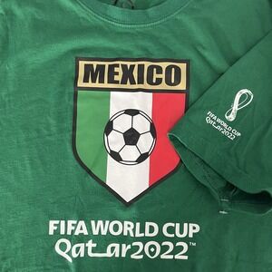 FIFA World Cup Qatar 2022 Mexico Mens Green Soccer Graphic T-Shirt Large